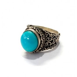 Natural Turquoise Rings Oxidised Silver Rings, 925 Sterling Silver Rings